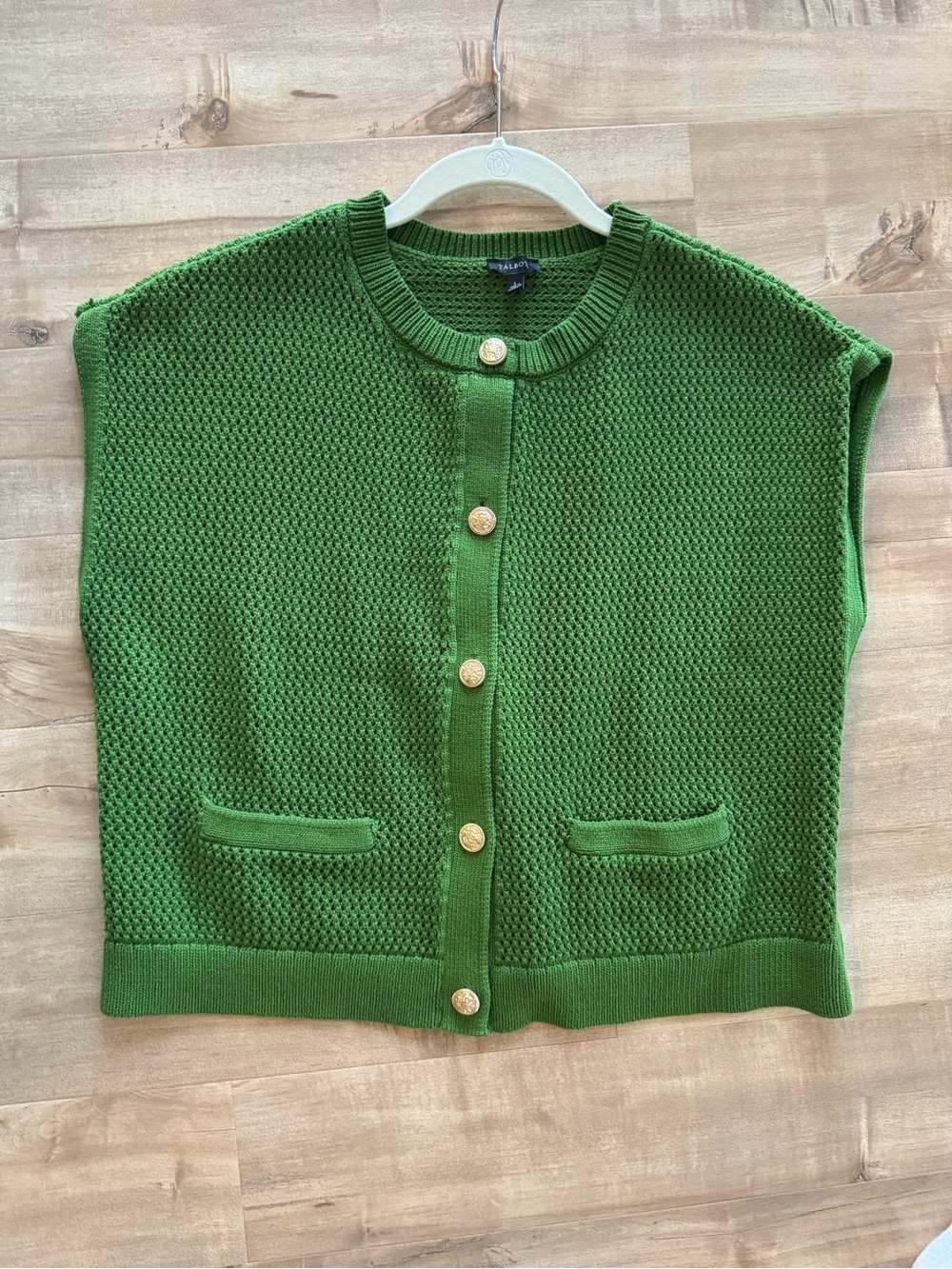 Talbots Classic Green Knit Button-Front Women's Sweater Vest
